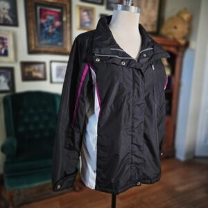 ZeroXposur Womens Black Windbreaker Jacket Pink White Lightweight Zip M